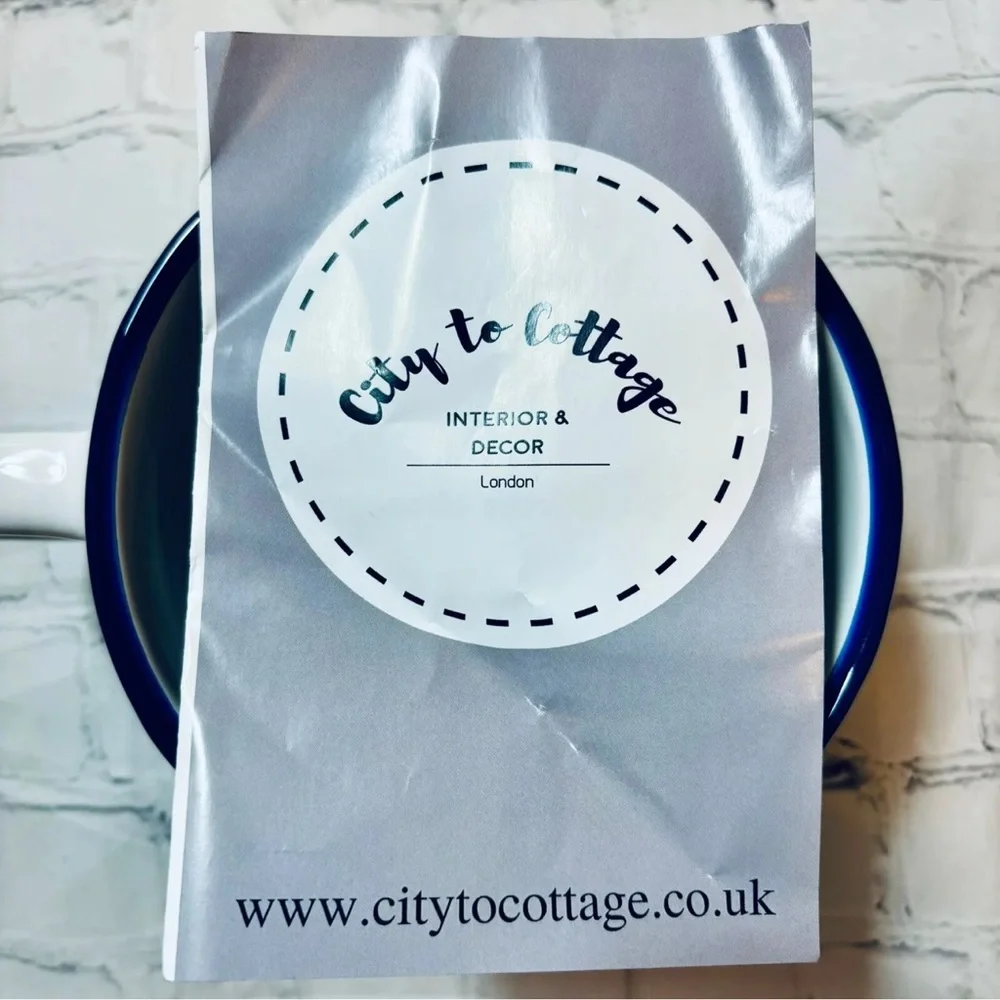 City To Cottage London Handmade Ceramic Blue Striped Mug XL 17.5oz